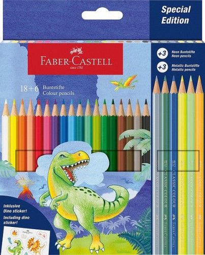 Värikynät Faber-Castell Classic dinosaurus 18+6