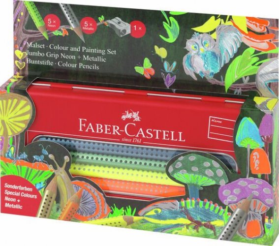 Värikynät Faber-Castell Grip Jumbo neon+metalli