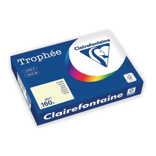 Värillinen Kopiopaperi A4 160g Clairefontaine trophee 1101 kerma 250kpl