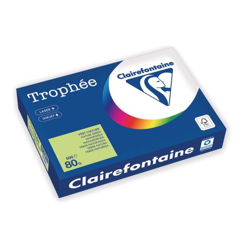 Värillinen Kopiopaperi A4 80g Clairefontaine trophee 1775 luonnonvihreä