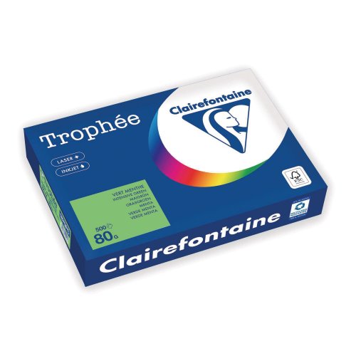 Värillinen Kopiopaperi A4 80g Clairefontaine trophee 1875 voimakas vihreä