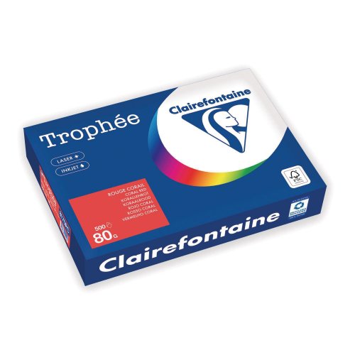 Värillinen Kopiopaperi A4 80g Clairefontaine trophee 8175 voimakas punainen