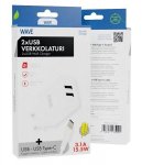 Verkkolaturi Wave 15.5W USB-A + 1m USB-C kaapeli