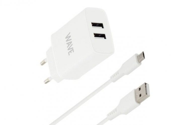 Verkkolaturi Wave 2xUSB-A Micro USB kaapeli 1m