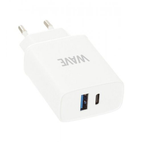 Verkkolaturi Wave Pikalataava USB-C/USB-A 20W valkoinen