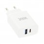 Verkkolaturi Wave Pikalataava USB-C/USB-A 20W valkoinen