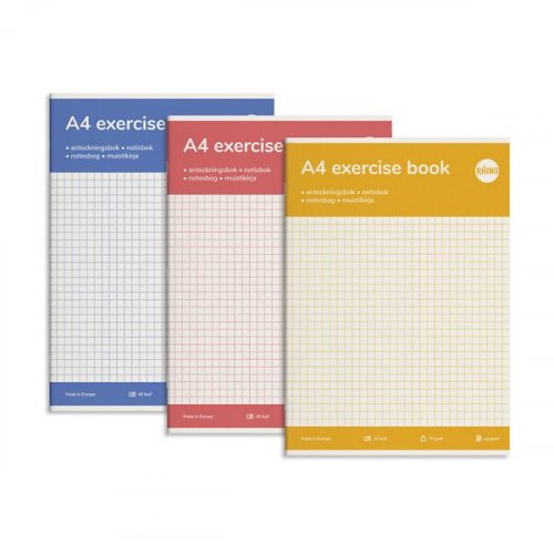 Vihko Nidottu Rhino A4 40 lehteä 7x7mm ruudut värilajitelma