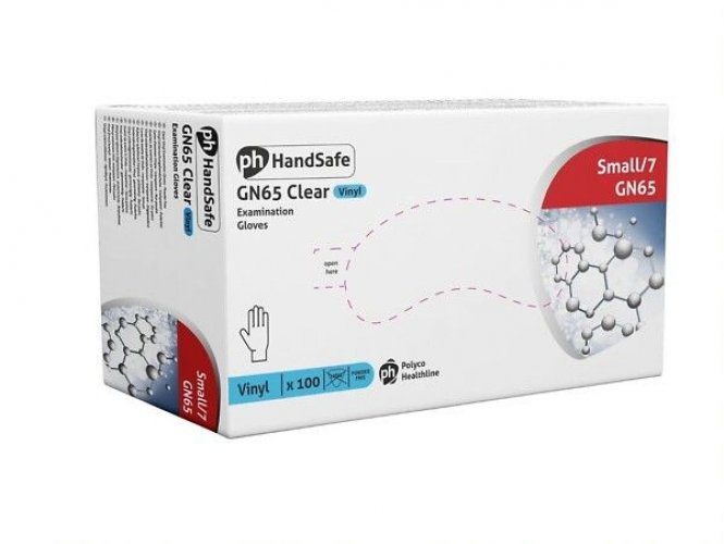 Vinyylikäsine HandSafe GN65 7/Small kirkas puuteriton 100kpl
