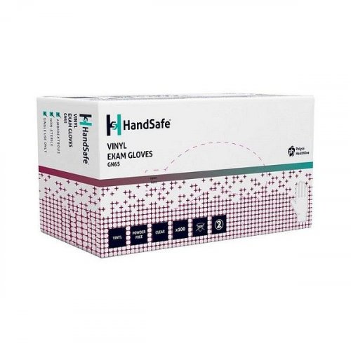 Vinyylikäsine HandSafe GN65 8/M kirkas puuteriton 100kpl