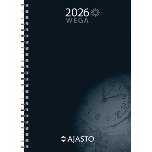 Vuosipaketti Ajasto Wega 2026 musta 148 x 210 mm