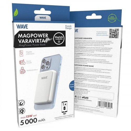 Wave MagPower varavirta 5000mAh valkoinen