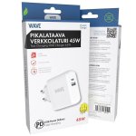 Wave Pikaverkkolaturi 45W USB-C/USB-A(30W+12W) valkoinen