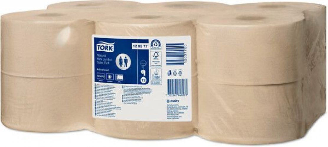 Wc-paperi Tork T2 Advanced Natural Mini Jumbo 2-krs 12rll