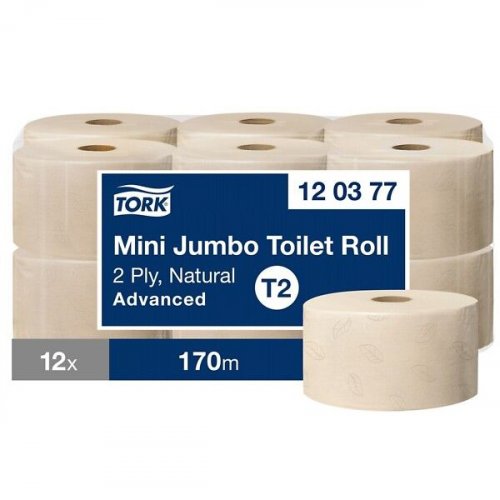 Wc-paperi Tork T2 Advanced Natural Mini Jumbo 2-krs 12rll