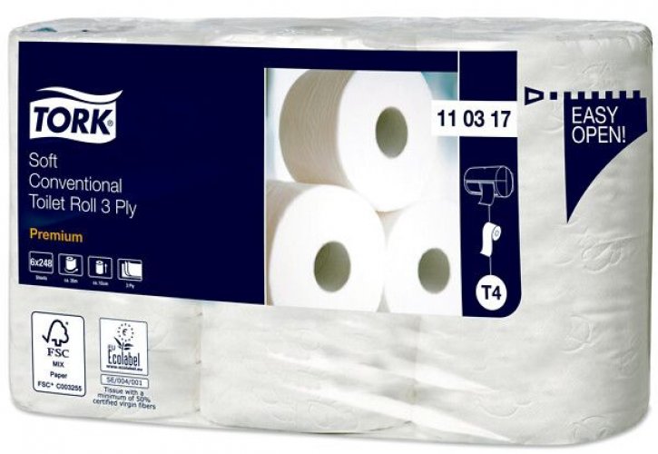 Wc-paperi Tork T4 Soft 3-krs valkoinen 42rll